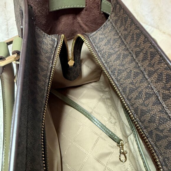 Michael Kors Olive Green and Brown Versatile Purse - Picture 3 of 4